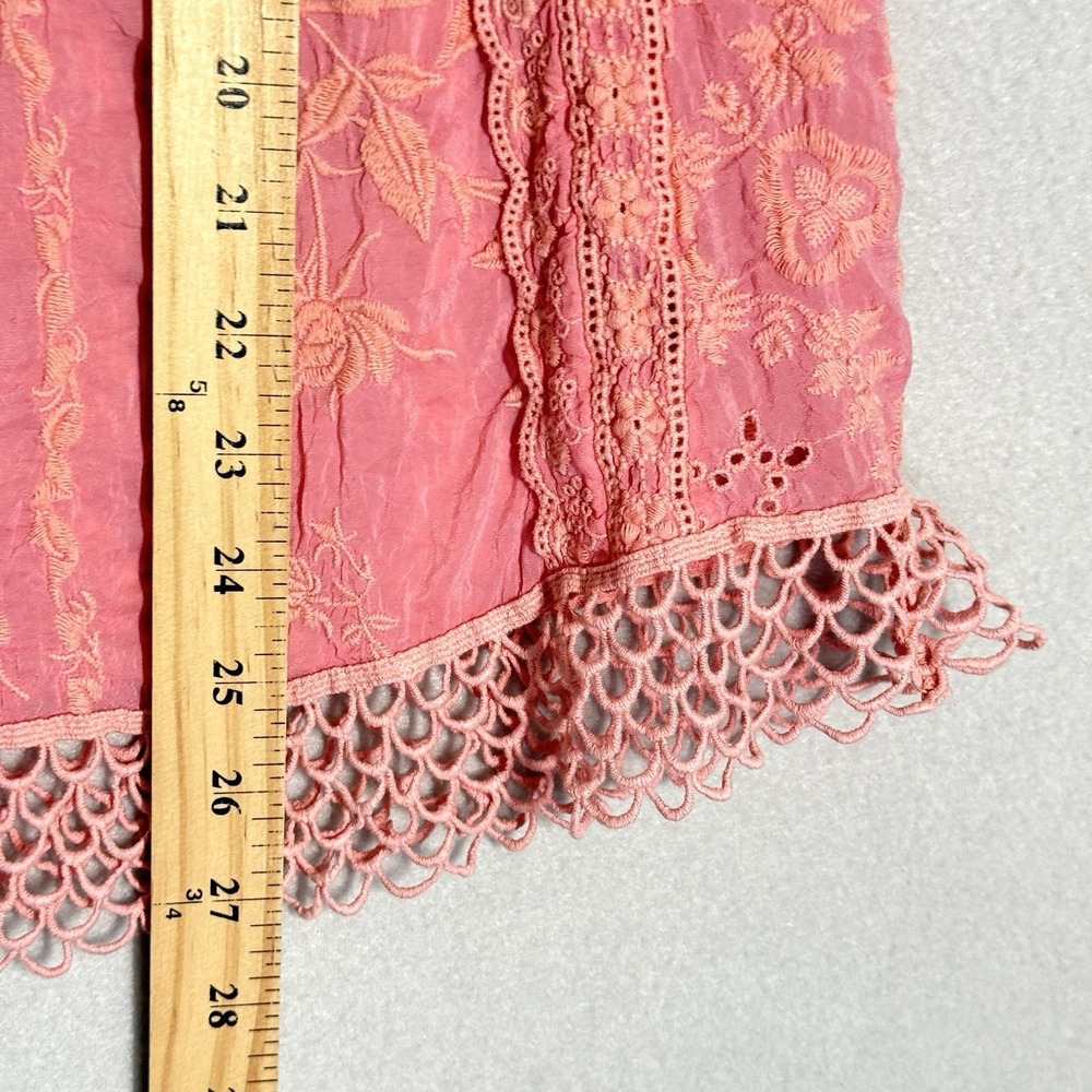 Johnny Was Top Womens Small Quynn Embroidered Floral Eyelet Crochet Tank Pink - Picture 15 of 15